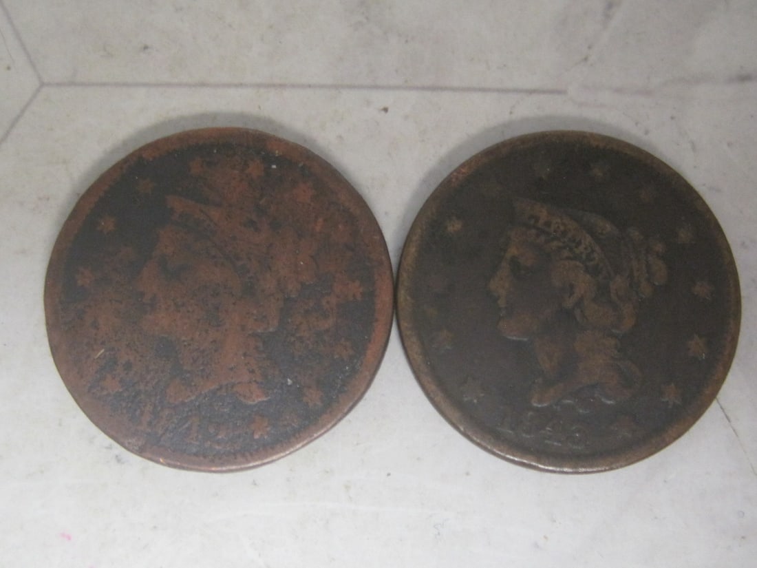 Lot of 2 Early US Large Cents (1 of 4)