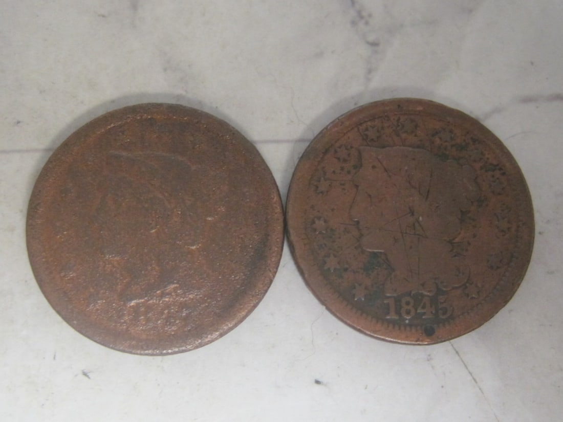 Lot of 2 Early US Large Cents (1 of 4)