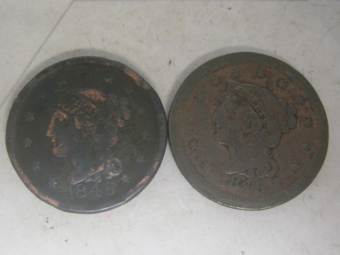 Lot of 2 Early US Large Cents (1 of 4)