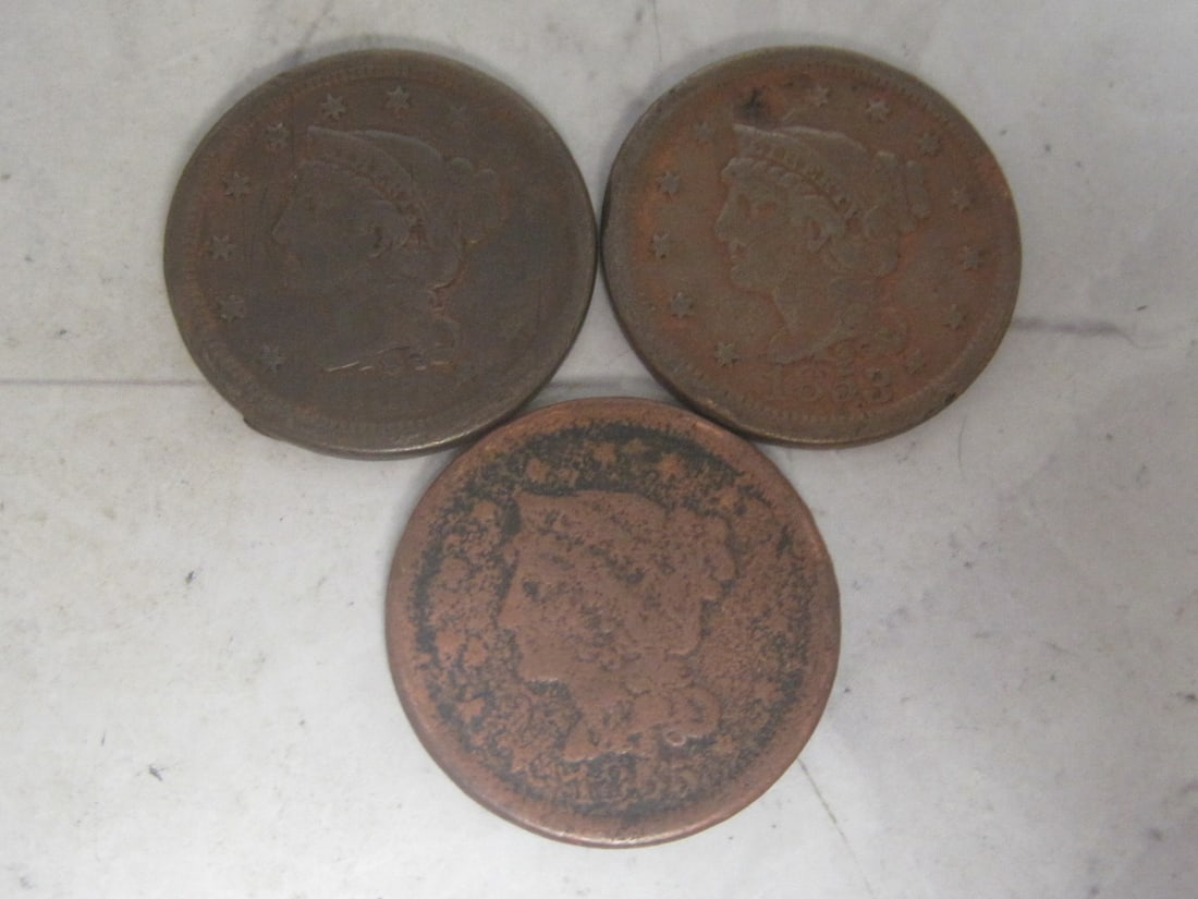 Lot of 3 Early US Large Cents (1 of 5)