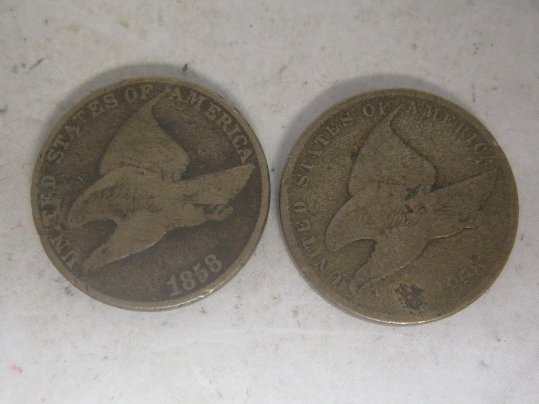 Lot of 2 1858 US Flying Eagle Cents (1 of 4)