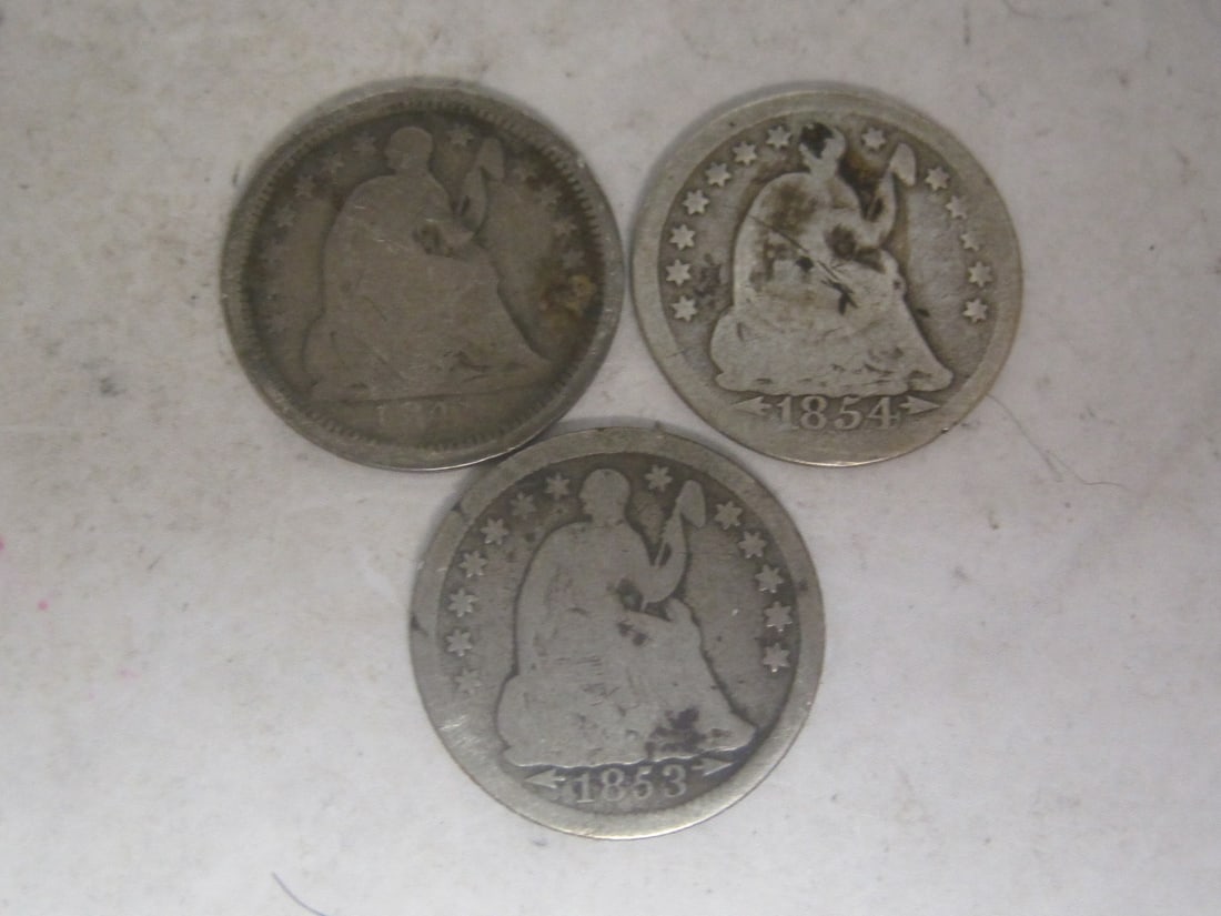 Lot of 3 Early US Silver Half Dimes (1 of 5)