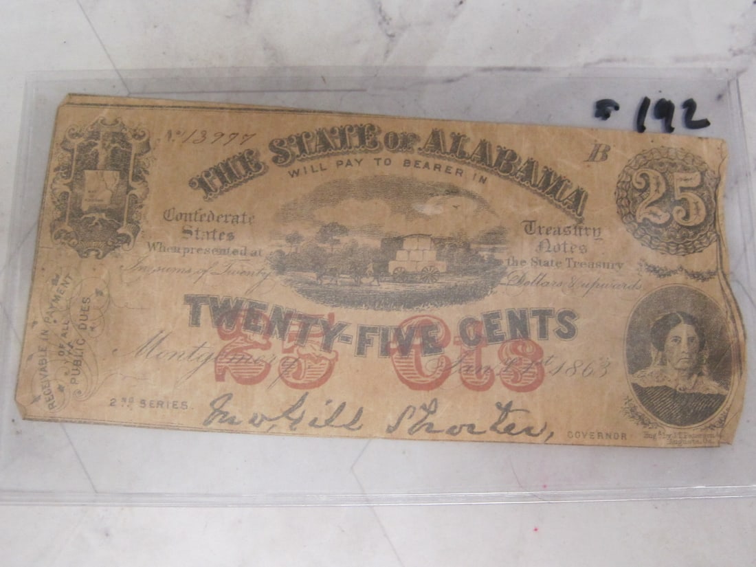 1863 Confederate 25 Cent Note (1 of 2)