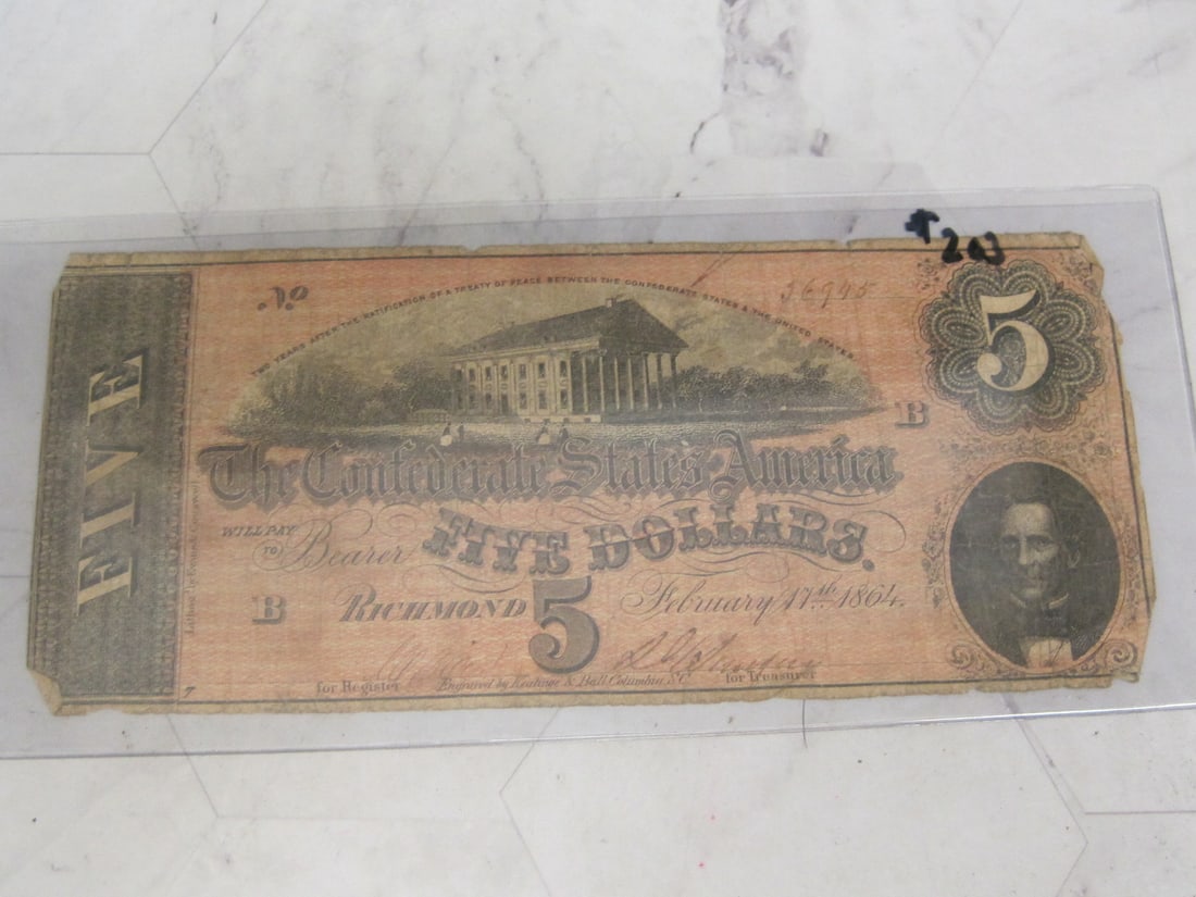 1864 Confederate $5 Note (1 of 2)