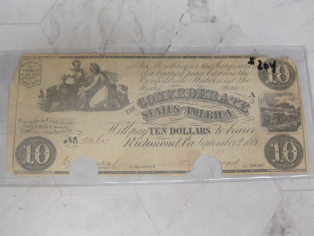 1861 Confederate $10 Note (1 of 2)