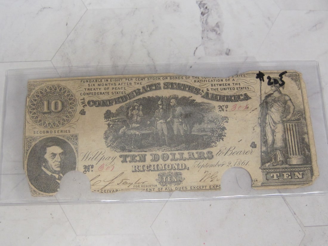 1861 Confederate $10 Note (1 of 2)