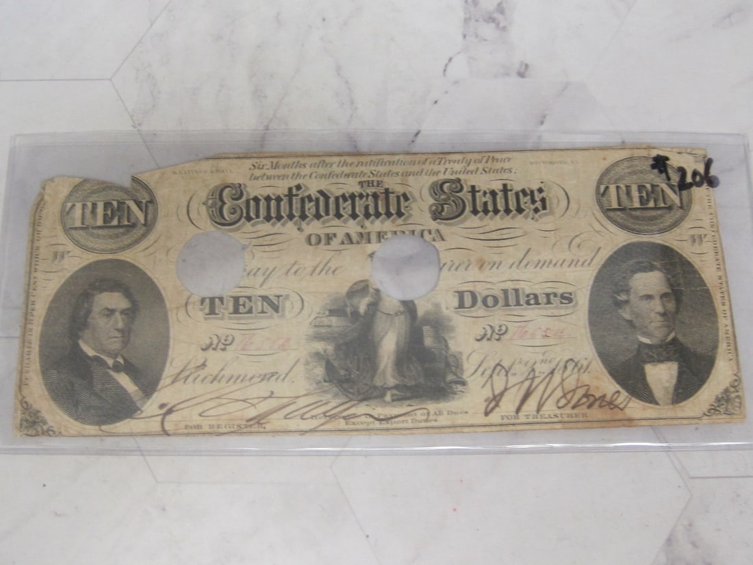 1861 Confederate $10 Note (1 of 2)