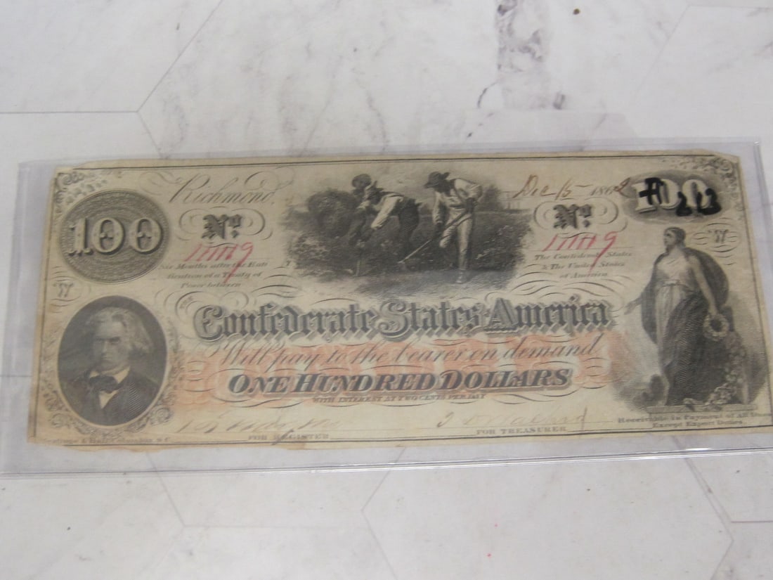 1862 Confederate $100 Note (1 of 2)