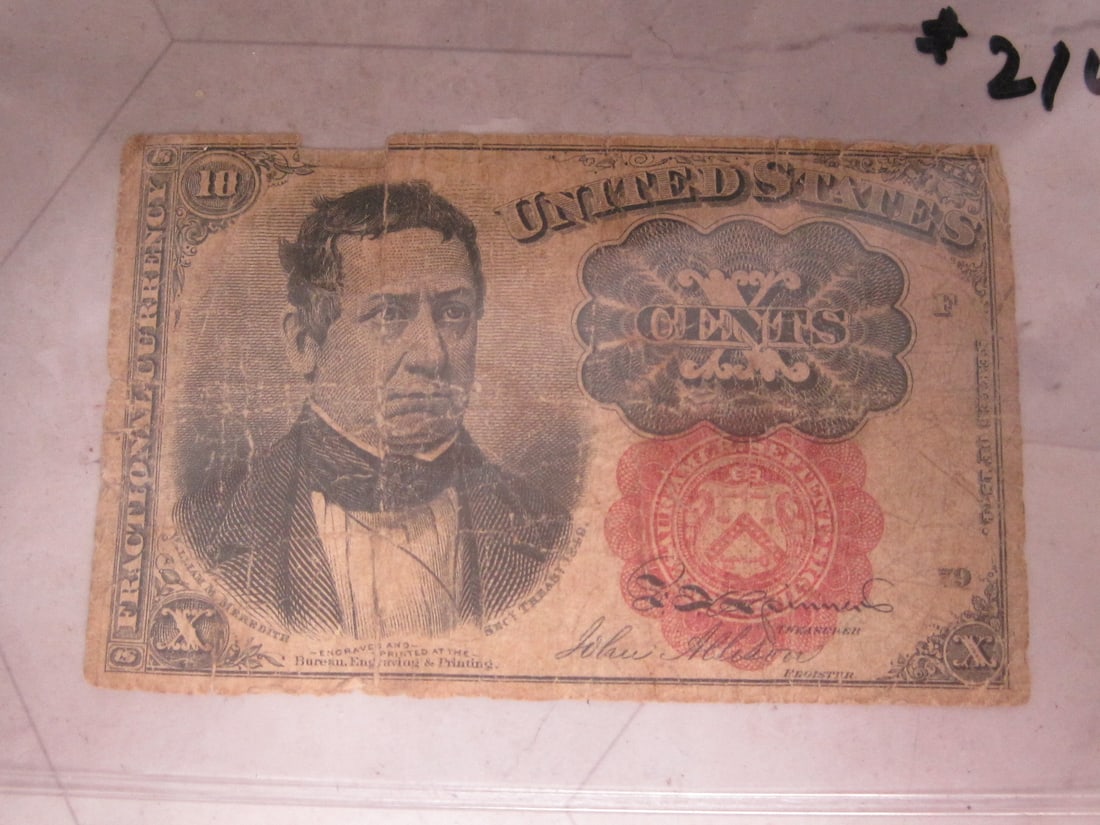 1874 US 10 Cent Fractional Currency Note (1 of 2)