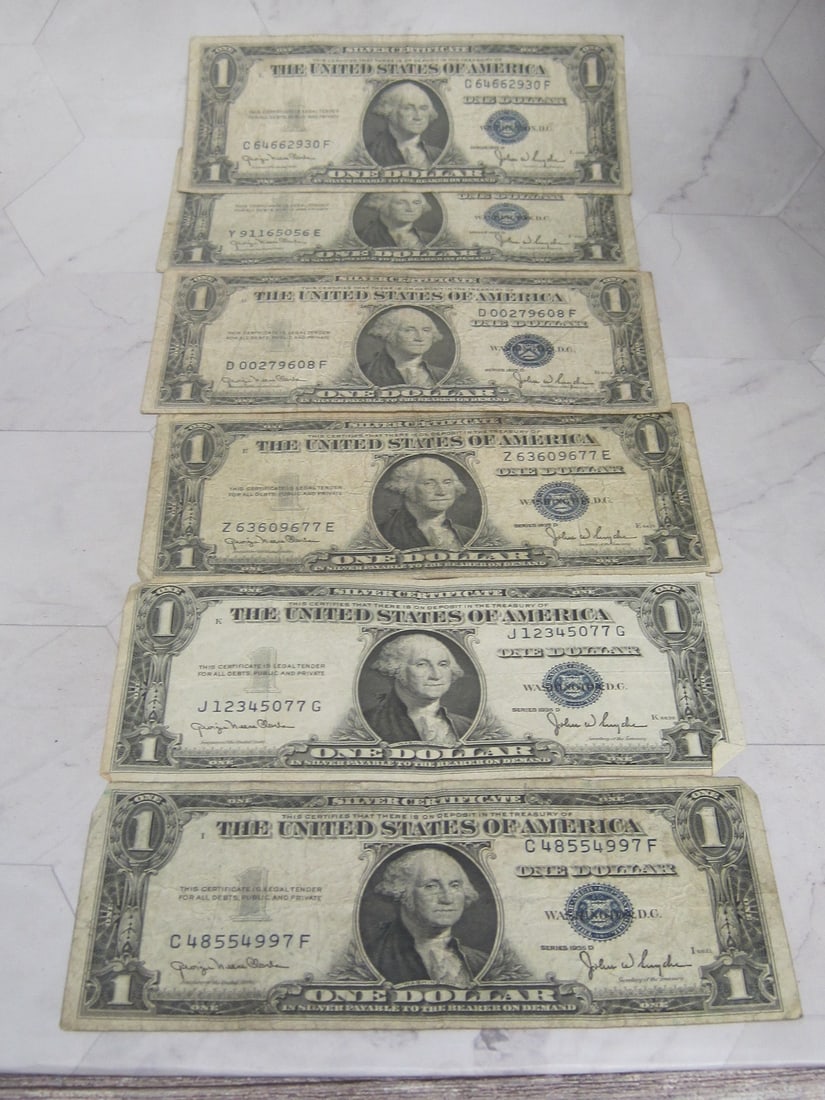 Lot of 6 1935 D $1 Silver Certificate (1 of 4)