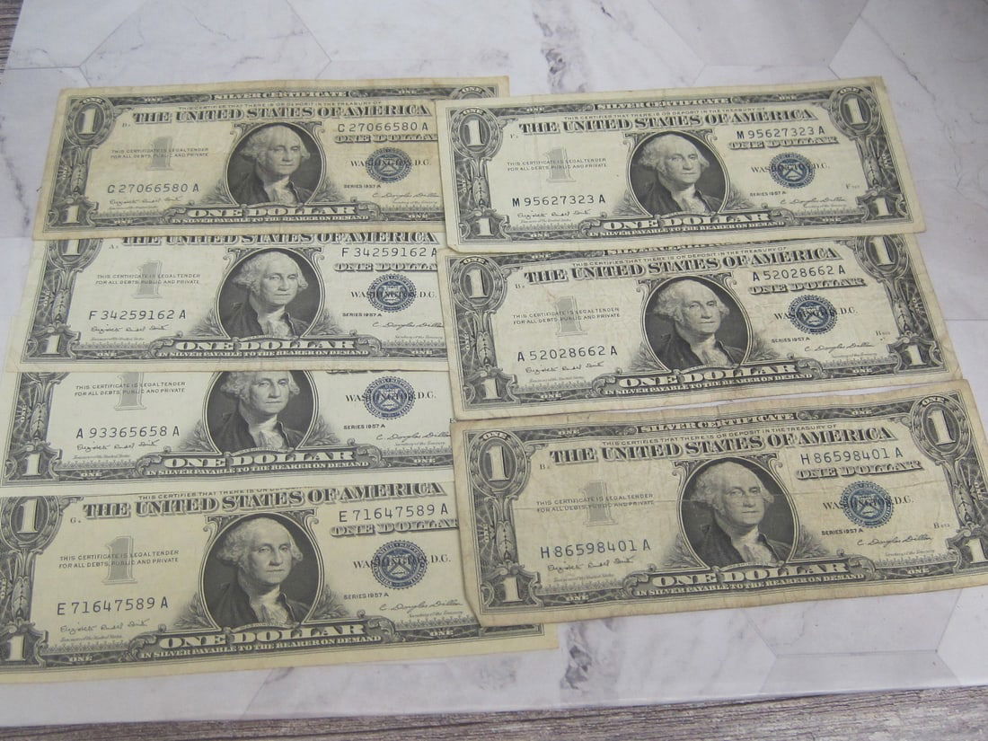 Lot of 7 1957 $1 Silver Certificates (1 of 3)