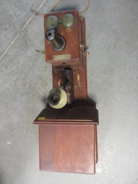 Standard Telephone & Electric Madison, WI Oak Wall Phone: 11 1/2 x 32