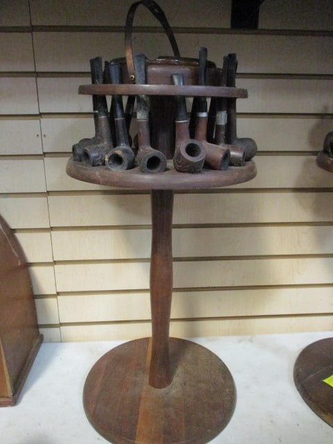 Floor Pipe Stand w/Ashtray (holds 16 Pipes): 11" Diam. X 23" H (16 Pipes Included) 