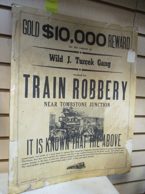 $10,000 Reward for Train Robbery Tombstone Junction Poster: 16 x 20 
