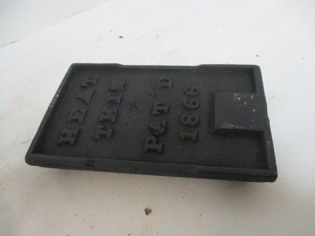 Cast Iron 'Heat This' Hand Fluter (Pat. 1866): used for crimping fabric (3 1/2 x 5 1/2)