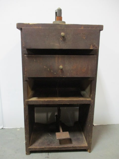 Vintage Wooden 2 Drawer Chest w/handpress on top (1 of 10)