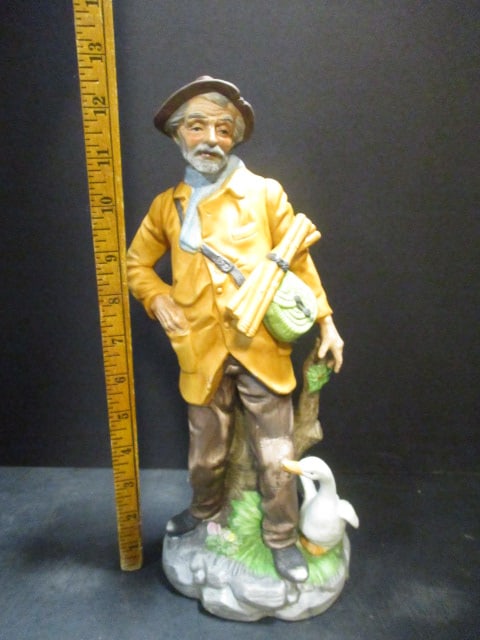 Old Man w/Duck Bisque Porcelain Figurine - 6