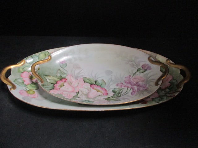Handpainted Platters w/Handles Limoges (1 of 6)