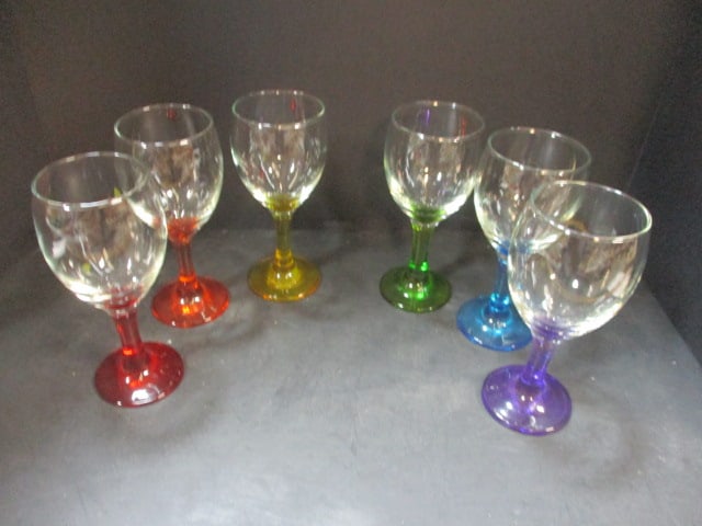 Colored Stems Water/Wine Goblets (Lot of 6) (1 of 5)