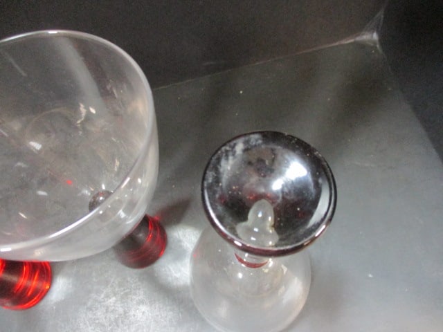 Arland Prescott Ruby Red Stem Wine Glasses (Lot of 4) - 3