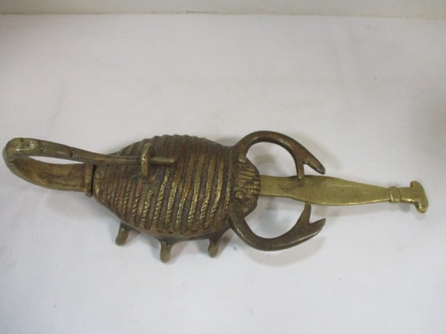Brass Scorpion Shaped Trick Puzzle Padlock: 8"