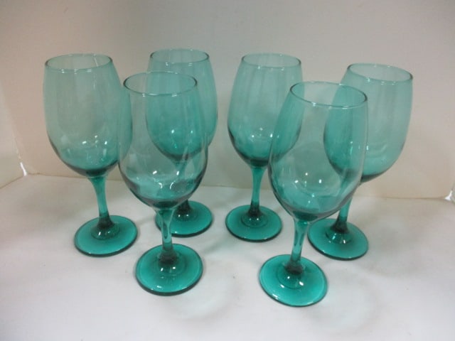 Libby Prestige Aqua Teal Wine Goblets (Lot of 6) (1 of 4)