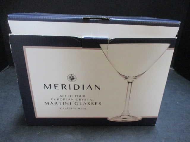 Meridian European Crystal Martini Stems in Box (4 PC): . 