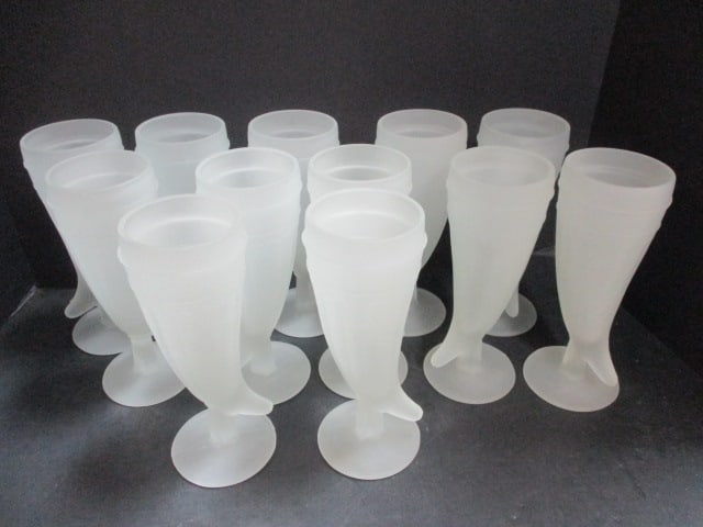 Frosted Glass Powder Horn Pilsners: 8 1/4" 