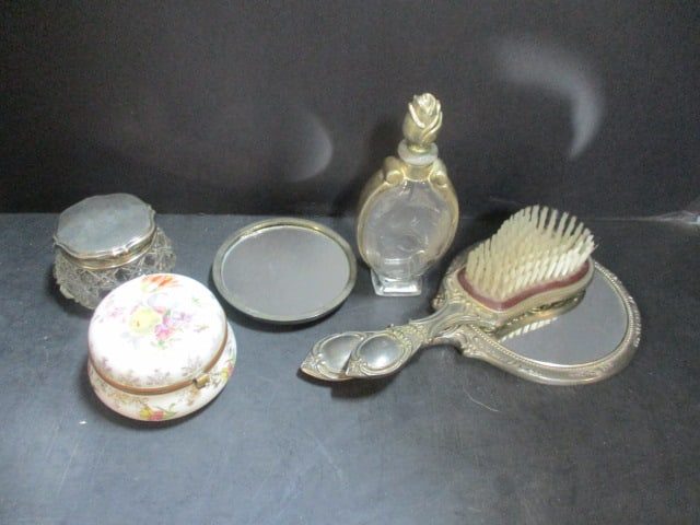 Silverplate Dresser Accessories (Lot of 5) & Trinket Box (1 of 12)
