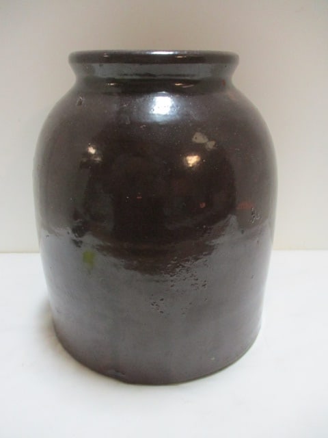 Brown Glazed Stoneware crock: 8 3/4"