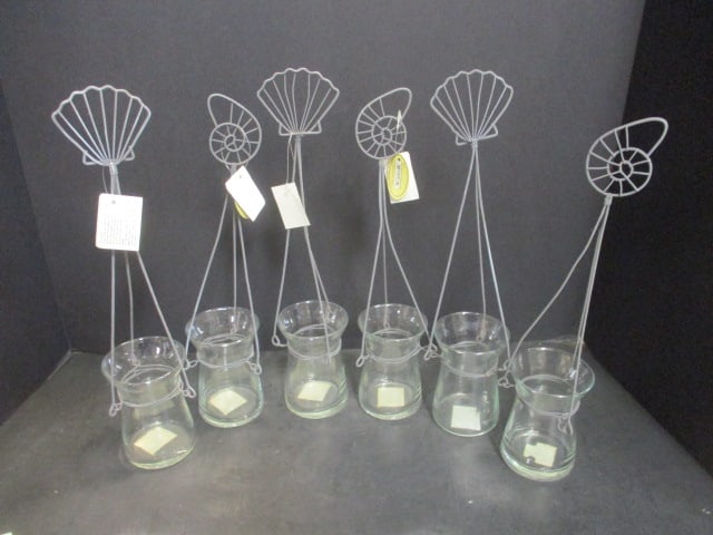 6 Tii Collections Nautical Hanging Glass Candle Holders: 13 1/4" each 