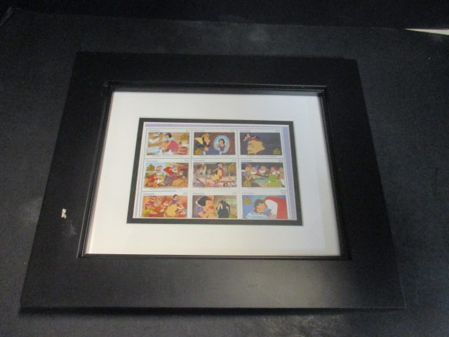 Framed Walt Disney "Snow White and the Seven Dwarfs" First Issue Stamps: 13 3/8" x 11 1/4" 