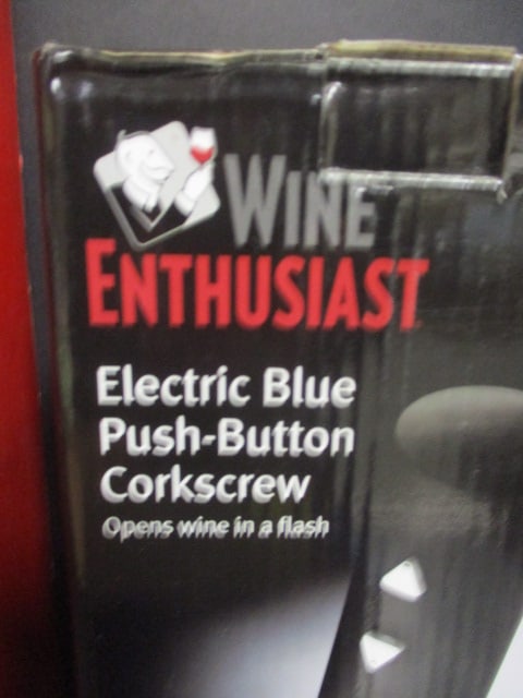 Wine Enthusiast Electric Blue Push-Button Corkscrew in Original Box and - 2