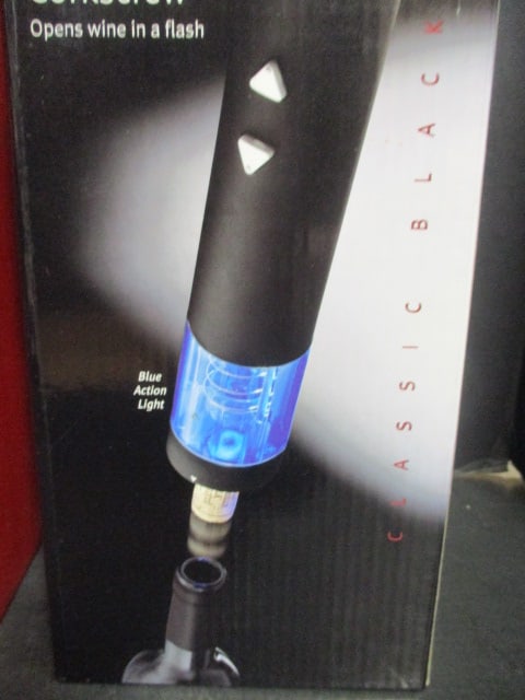 Wine Enthusiast Electric Blue Push-Button Corkscrew in Original Box and - 3