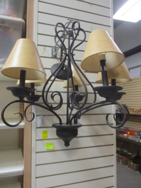 Metal 5-Light with Shades Hanging Chandlier (1 of 5)