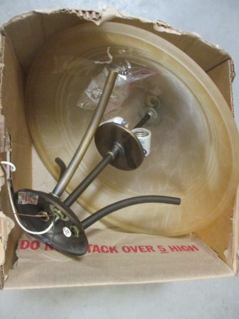 Bronzed Metal and Frosted Glass Hanging Light Fixture: 15 1/4" 