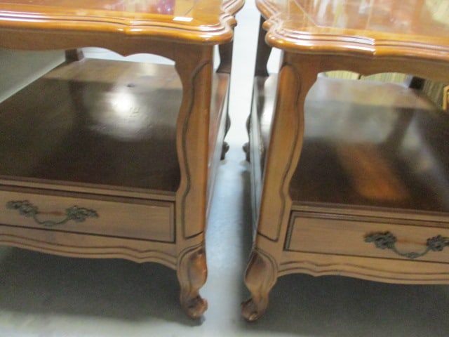 Pair of Vintage Hammary End Tables with Undershelf and Drawer - 4