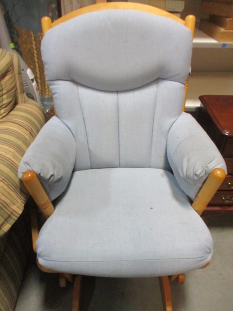 Light Wood Gliding Rocking Chair with Removable Cushions (1 of 5)