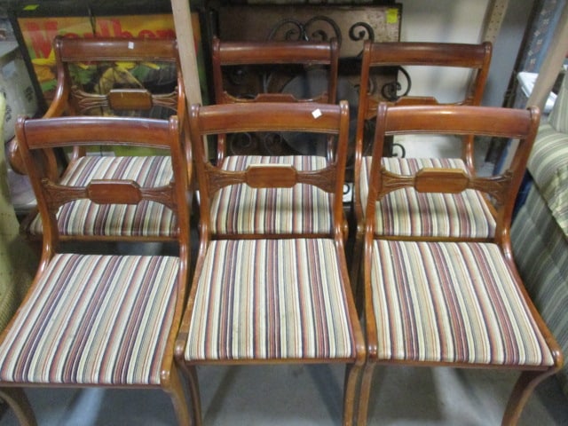 6 Vintage Drexel with Bow-Tie Back and Upholstered Seat Dining Chairs (1 of 7)