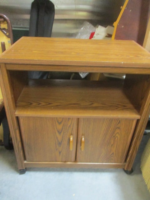Pressed Wood Microwave/TV Cart on Casters: 26 1/4" x 13" x 28 1/2", nicks and marks, Local Pickup Only