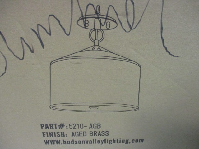 New Old Stock Hudson Valley Semi Flush Aged Brass Ceiling Light - 5