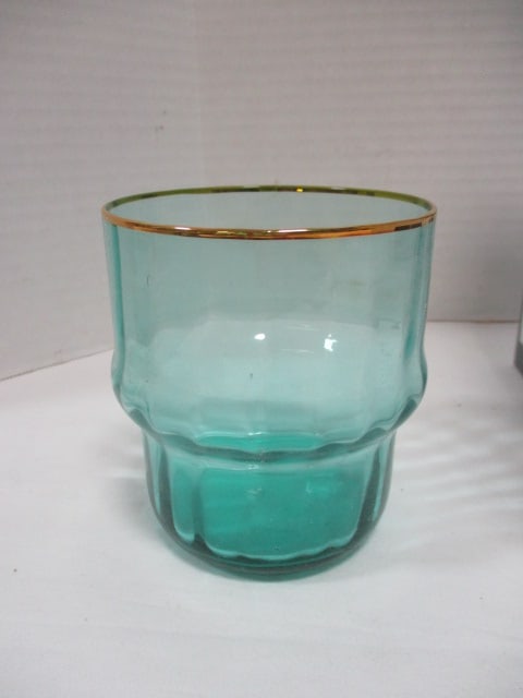 2 New Old Stock Scott Living Gilded Band 16 oz Drinkware 4-Piece Sets - 3