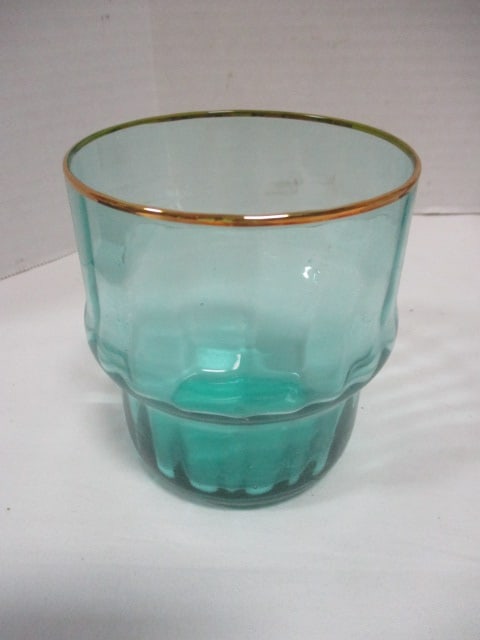 2 New Old Stock Scott Living Gilded Band 16 oz Drinkware 4-Piece Sets - 4