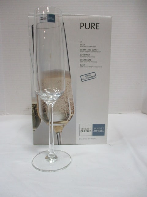 New Old Stock Schott Zwiesel "Pure" Sparkling Wine Stem 4-Piece Set: . 