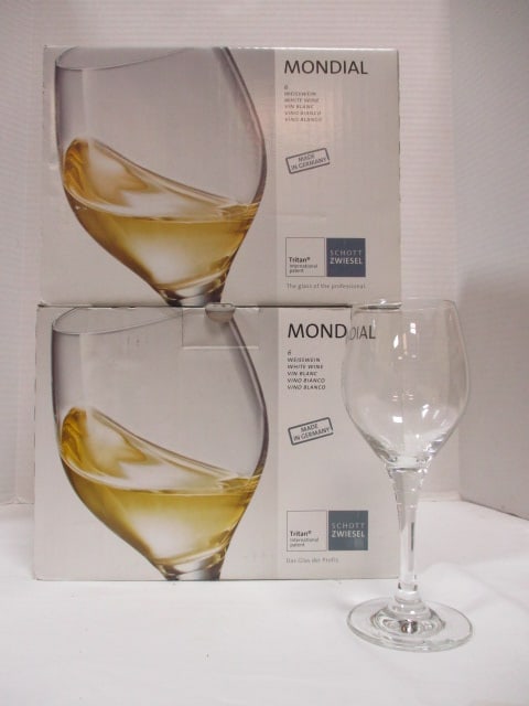 2 New Old Stock Schott Zwiesel "Mondial" White Wine Stem 6-Piece Sets: . 
