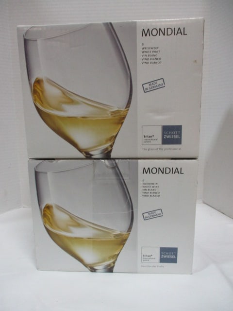 2 New Old Stock Schott Zwiesel "Mondial" White Wine Stem 6-Piece Sets: . 