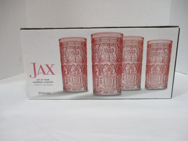New Old Stock Shannon by Godinger "Jax" Highball Glass 4-Piece Set: .