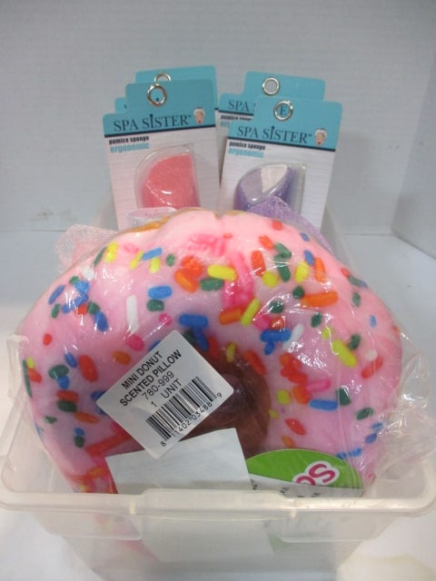 Lot of New Old Stock Bath Spa Accessories - Pumice Sponges, Pillow, and: Shower Poufs 