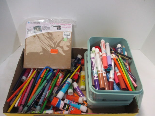 Lot of Craft Supplies - Markers, Glue Sticks, Scissors, Cardboard, etc. (1 of 8)