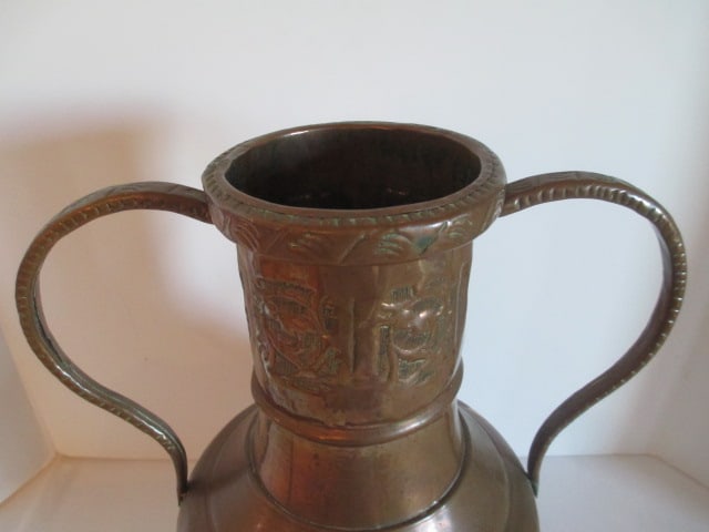 Embossed Double Handle Copper Oil Jug - 2